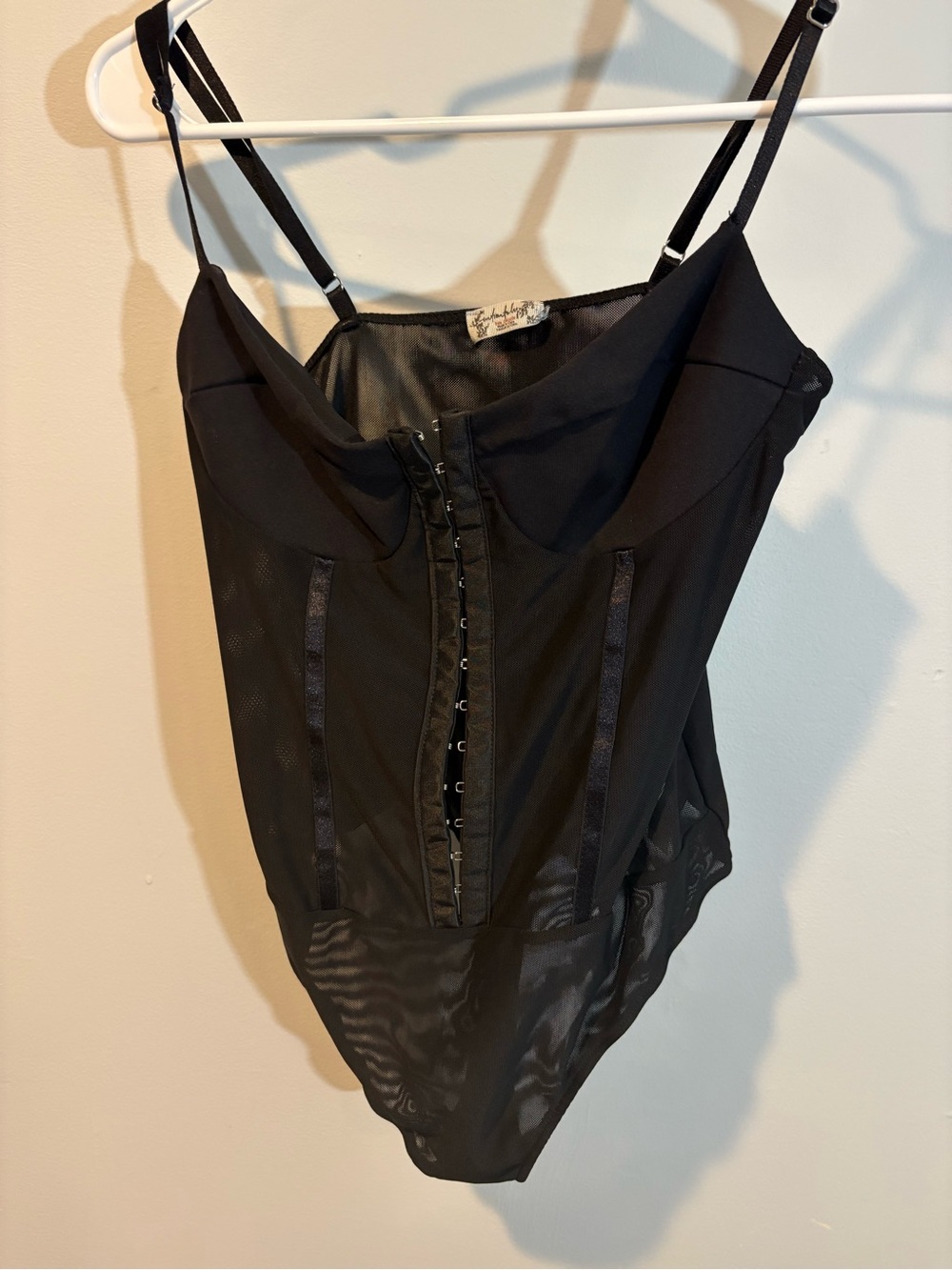 Black Lace-Trim Bustier Bodysuit - infinitely free people